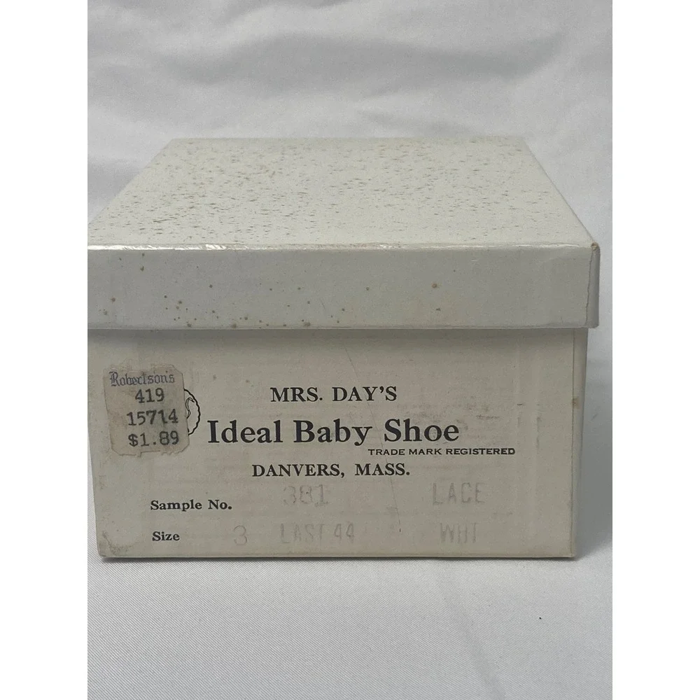 Mrs Day's Ideal Baby‎ Shoe Size 3 White Leather Vintage Original Box
